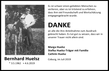 Traueranzeige von Bernhard Huelsz von Neue Presse Coburg