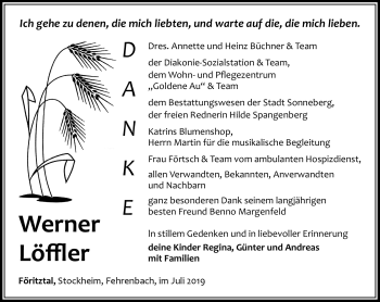Traueranzeige von Werner Löffler von Südthüringer Presse