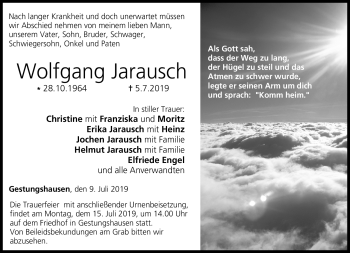 Traueranzeige von Wolfgang Jarausch von Neue Presse Coburg