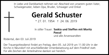 Traueranzeige von Gerald Schuster von Neue Presse Coburg