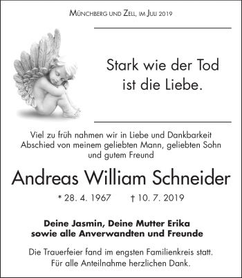 Traueranzeige von Andreas William Schneider1 von Frankenpost