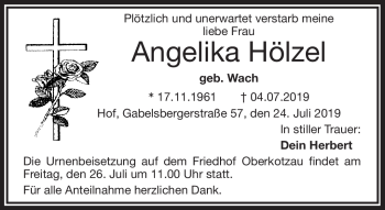 Traueranzeige von Angelika Hölzel von Frankenpost