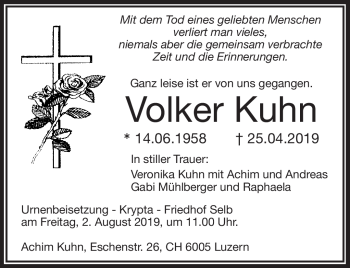 Traueranzeige von Volker Kuhn von Frankenpost