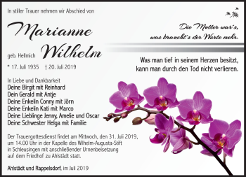 Traueranzeige von Marianne Wilhelm von Südthüringer Presse