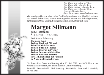 Traueranzeige von Margot Sillmann von Südthüringer Presse