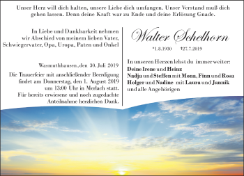 Traueranzeige von Walter Schelhorn von Neue Presse Coburg