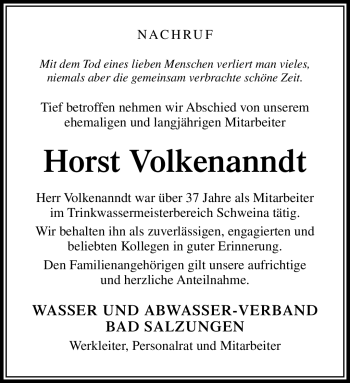Traueranzeige von Horst Volkenanndt von Südthüringer Presse