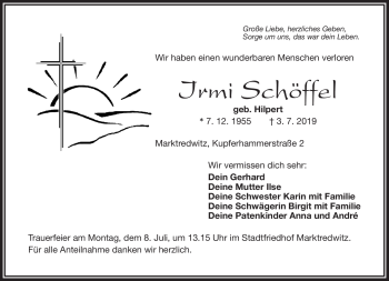Traueranzeige von Irmi Schöffel von Frankenpost