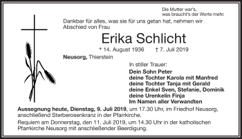 Traueranzeige von Erik Schlicht von Frankenpost