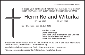 Traueranzeige von Roland Witurka von Neue Presse Coburg