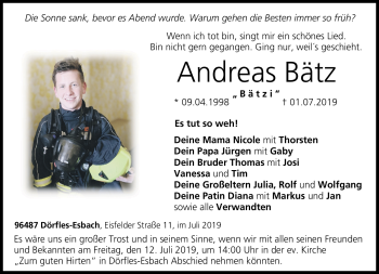 Traueranzeige von Andreas Bätz von Neue Presse Coburg