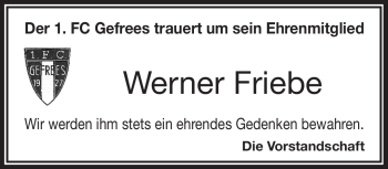 Traueranzeige von Werner Friebe von Frankenpost