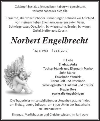 Traueranzeige von Norbert Engelbrecht von Südthüringer Presse