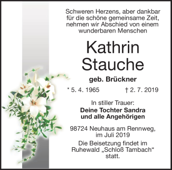 Traueranzeige von Kathrin Stauche von Neue Presse Coburg