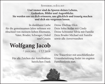 Traueranzeige von Wolfgang Jacob von Südthüringer Presse