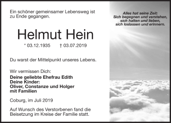 Traueranzeige von Helmut Hein von Neue Presse Coburg