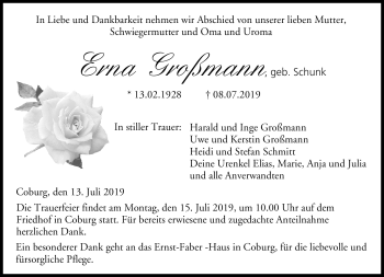 Traueranzeige von Erna Großmann von Neue Presse Coburg