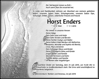 Traueranzeige von Horst Enders von Südthüringer Presse