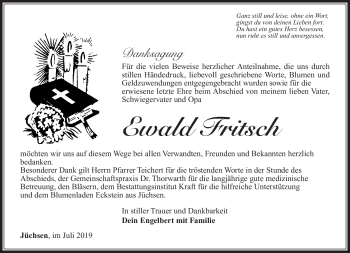 Traueranzeige von Ewald Fritsch von Südthüringer Presse