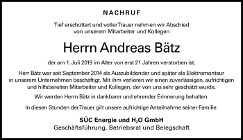 Traueranzeige von Andreas Bätz von Neue Presse Coburg