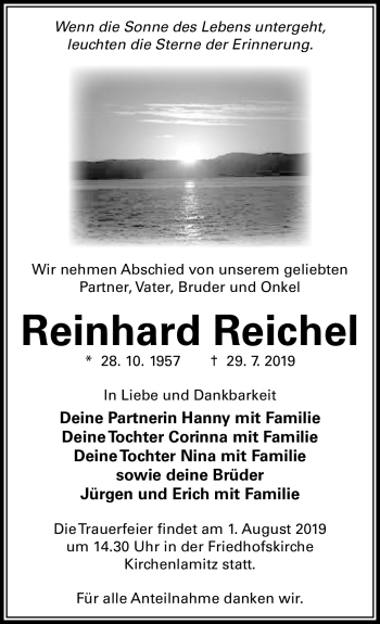 Traueranzeige von Reinhard Reichel von Frankenpost