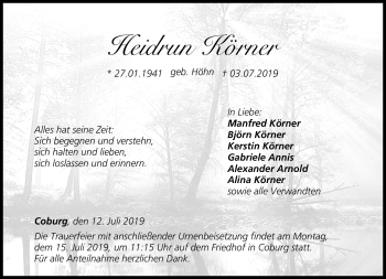 Traueranzeige von Heidrun Kröner von Neue Presse Coburg