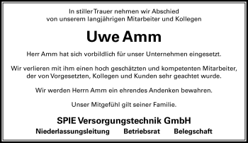 Traueranzeige von Uwe Amm von Südthüringer Presse