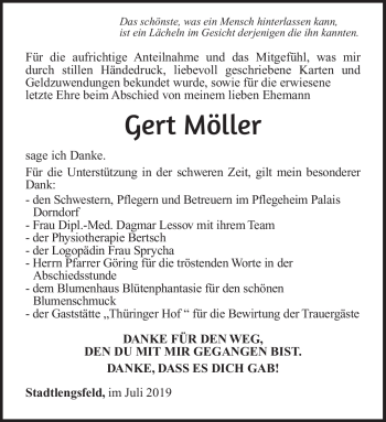 Traueranzeige von Gert Möller von Südthüringer Presse