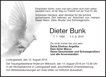 Traueranzeige von Dieter Bunk von Neue Presse Coburg