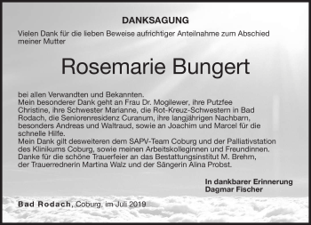 Traueranzeige von Rosemarie Bungert von Neue Presse Coburg