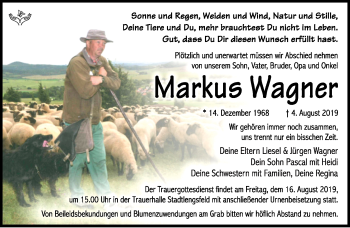 Traueranzeige von Markus Wagner von Südthüringer Presse