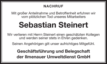 Traueranzeige von Sebastian Steinert von Südthüringer Presse