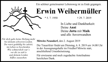 Traueranzeige von Erwin Weihermüller von Neue Presse Coburg