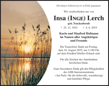 Traueranzeige von Insa Lerch von Neue Presse Coburg