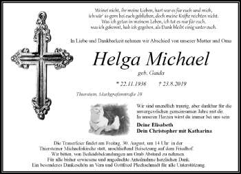 Traueranzeige von Helga Michael von Frankenpost