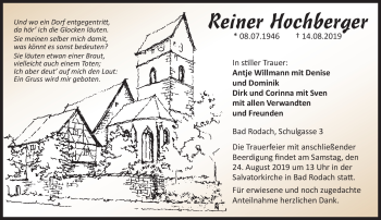 Traueranzeige von Reiner Hochberg von Neue Presse Coburg