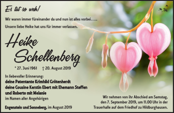 Traueranzeige von Heike Schellenberg von Südthüringer Presse