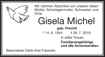 Traueranzeige von Gisela Michel von Frankenpost