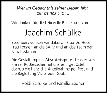 Traueranzeige von Joachim Schülke von Neue Presse Coburg