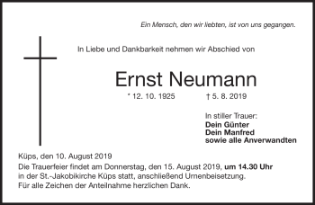 Traueranzeige von Ernst Neumann von Neue Presse Coburg