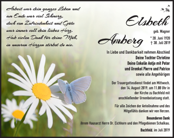 Traueranzeige von Elsbeth Amberg von Südthüringer Presse