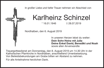 Traueranzeige von Karlheinz Schinzel von Neue Presse Coburg