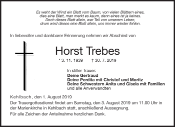 Traueranzeige von Horst Trebes von Neue Presse Coburg