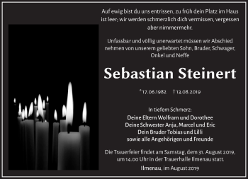 Traueranzeige von Sebastian Steinert von Südthüringer Presse