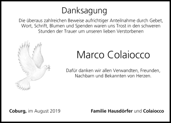 Traueranzeige von Marco Colaiocco von Neue Presse Coburg