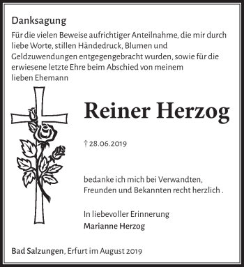 Traueranzeige von Reiner Herzog von Südthüringer Presse