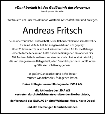 Traueranzeige von Andreas Fritsch von Neue Presse Coburg