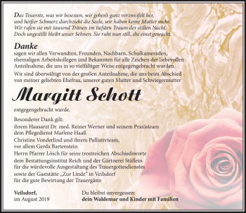 Traueranzeige von Marhitt Schott von Südthüringer Presse