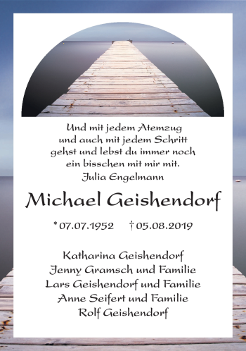 Traueranzeige von Michael Geishendorf von Südthüringer Presse