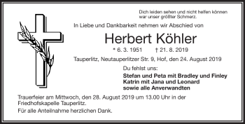 Traueranzeige von Herbert Köhler von Frankenpost